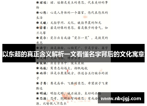 以东超的真正含义解析一文看懂名字背后的文化寓意 以东超的真正含义解析一文看懂名字背后的文化寓意